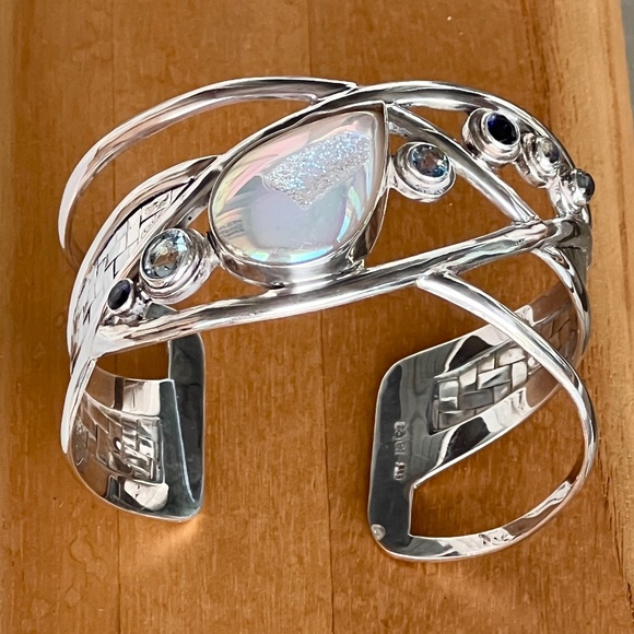 Sajen 925 Sterling Silver & Gemstone Cuff Bracelet